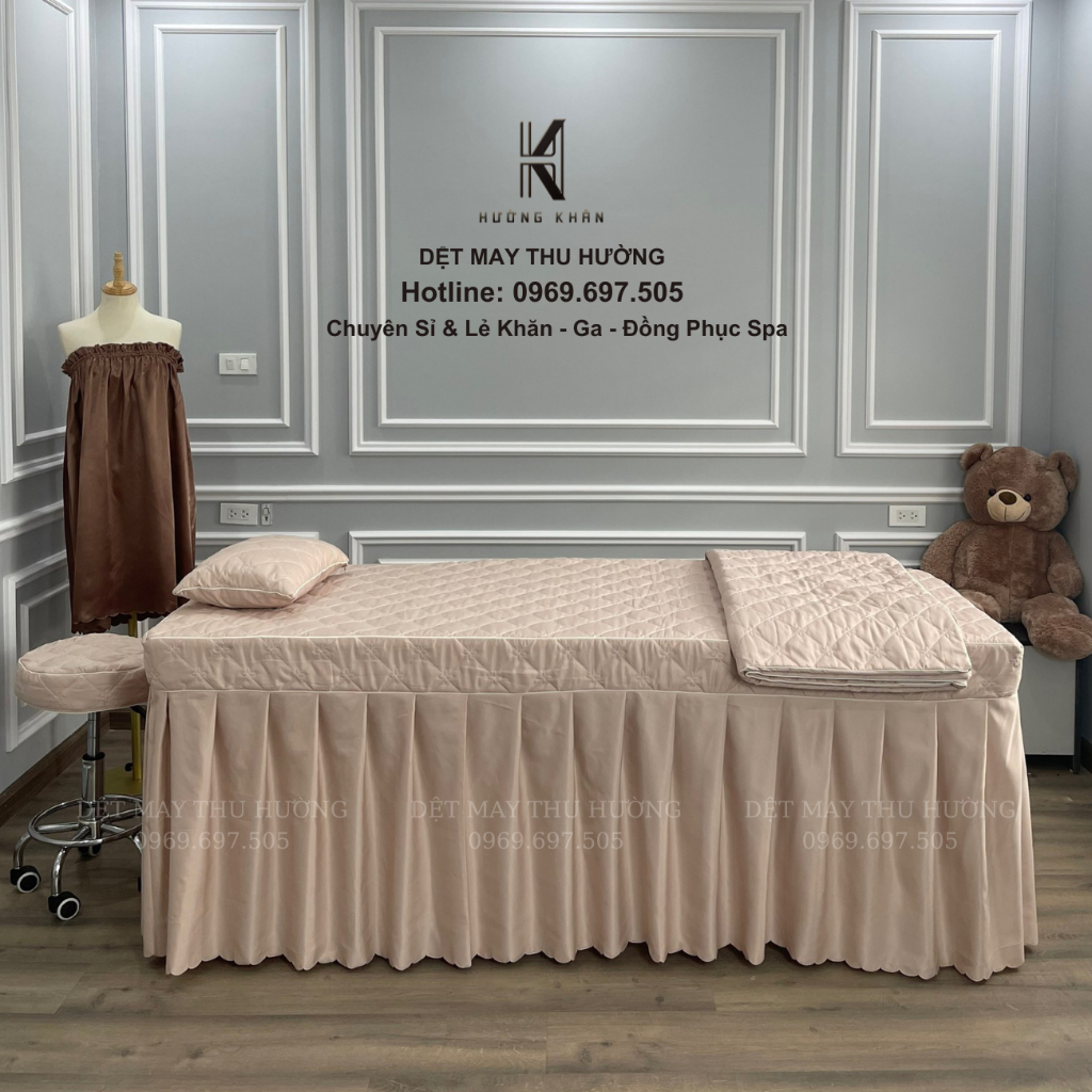 Ga gối giường Spa chất cotton lụa cao cấp, mềm, mát sang chảnh