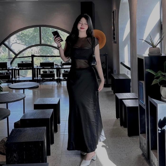 Set bigsize xuyên thấu và chân váy dài bigsize 55-90kg dễ thương