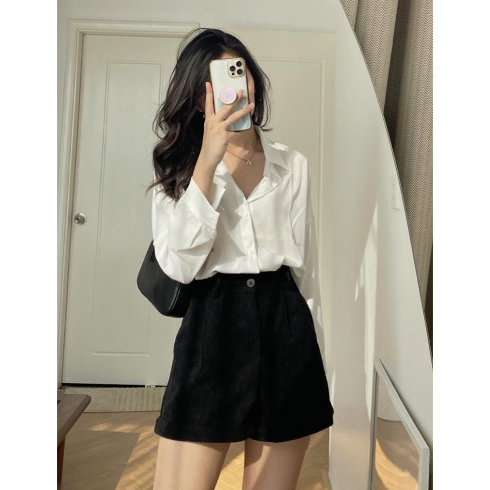 Áo sơ mi trắng nữ dài tay bigsize 55-90kg chất vải mango sang trọng