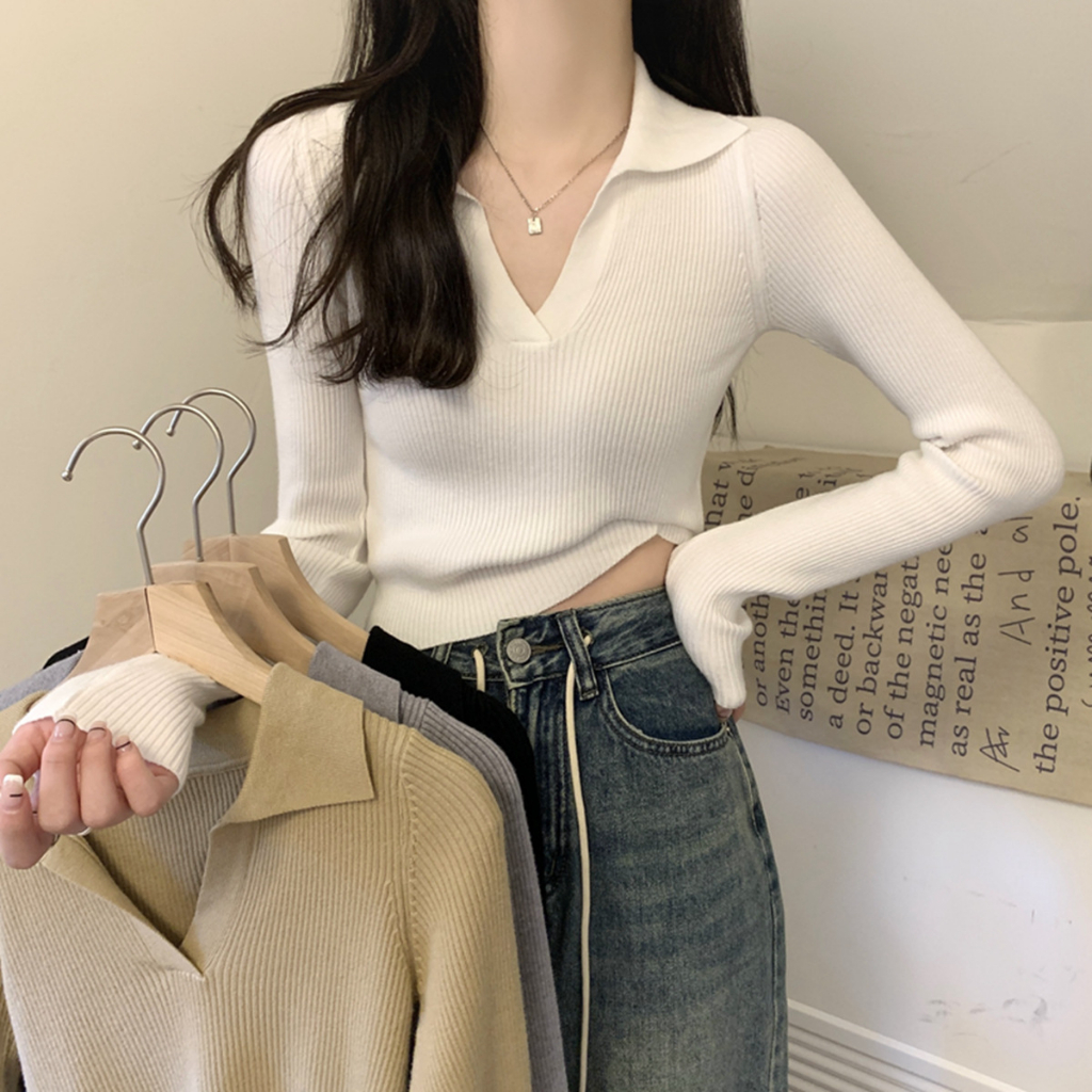 Áo Len Dài Tay Thu Đông Áo Thun Len Tăm Quảng Châu Dáng Croptop Dài Phong Cách Hàn Quốc LIZ-A341.1 | BigBuy360 - bigbuy360.vn