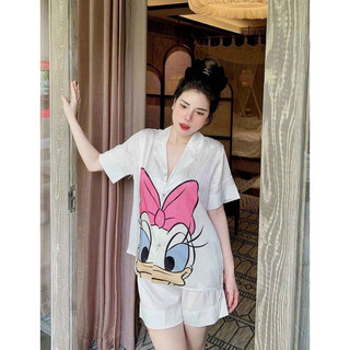pijama đùi lụa xước hình vịt