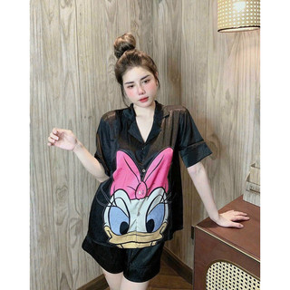 pijama đùi lụa xước hình vịt