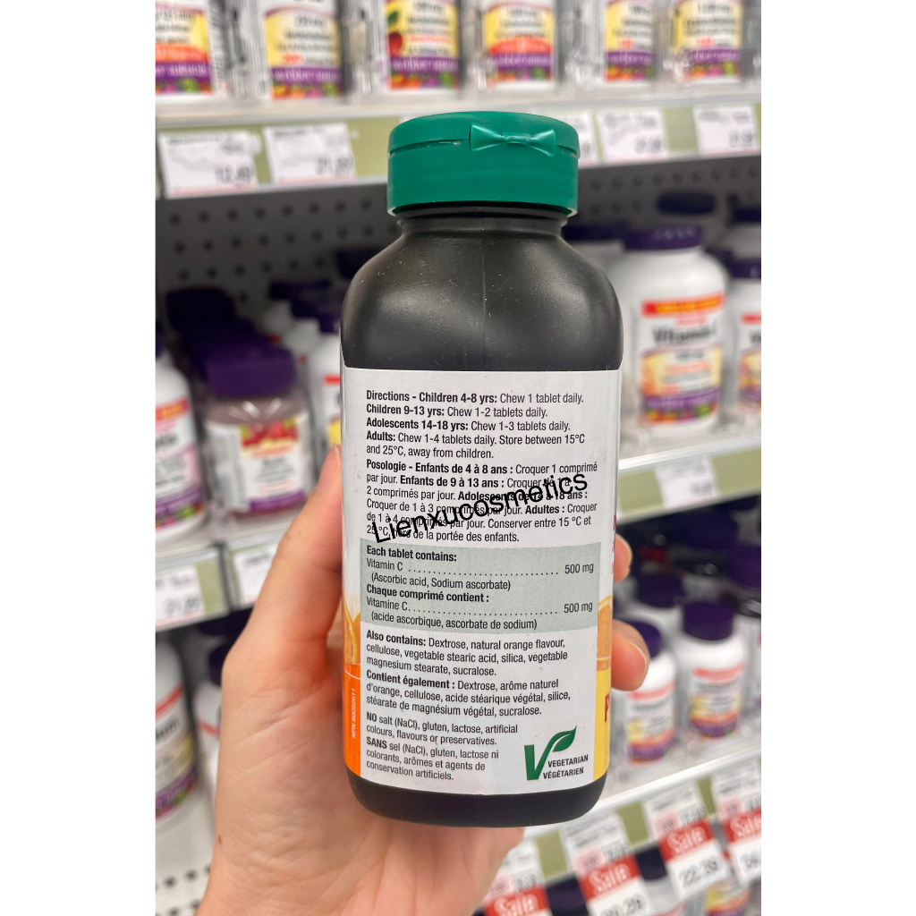 Viên nhai Jamieson Vitamin C 500mg, vị cam, hộp 120 viên