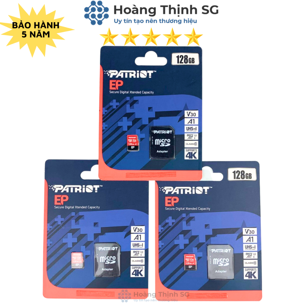 Thẻ nhớ 32GB 64GB 128GB MicroSD PATRIOT, có kèm Adapter bảo hành 5 năm - Hàng chính hãng