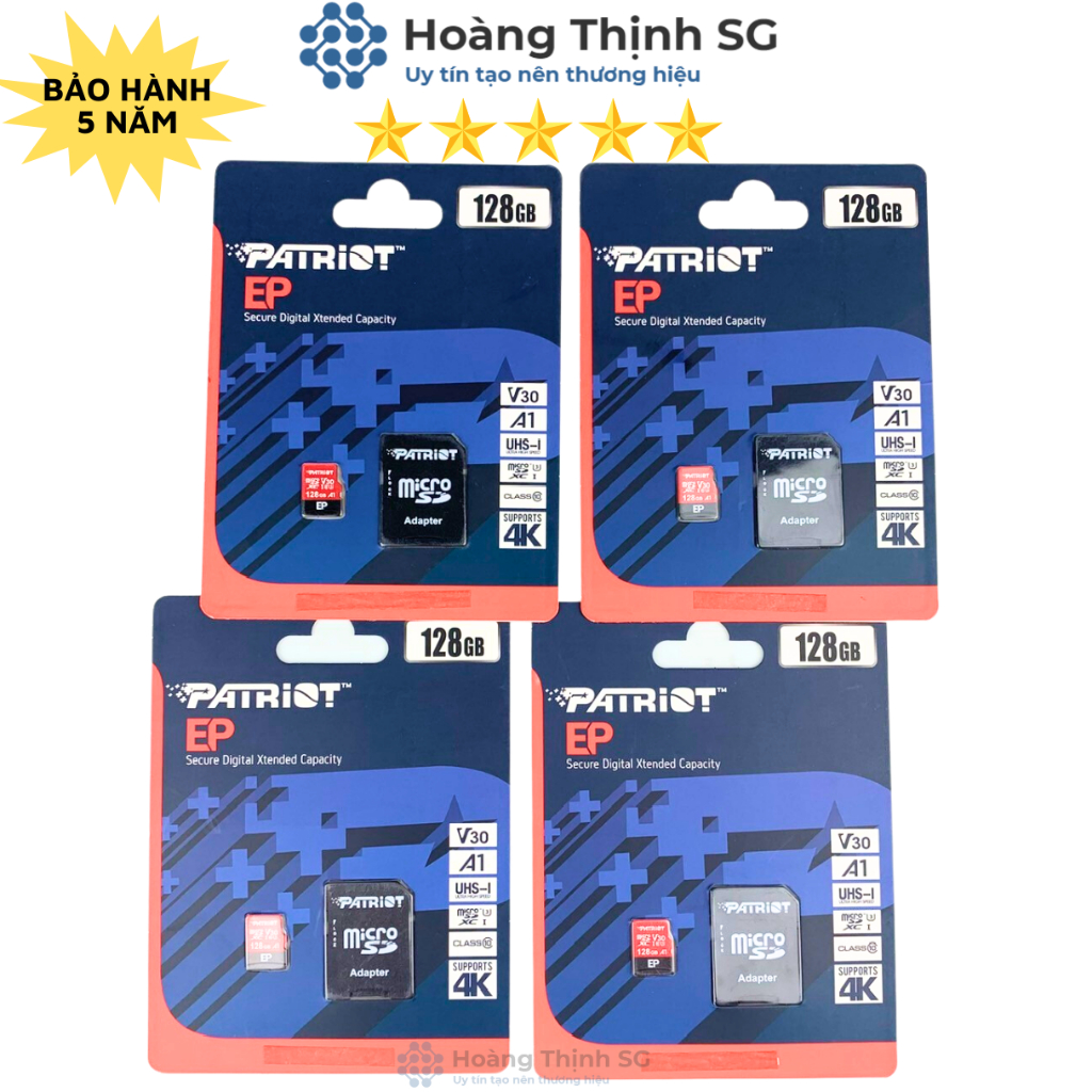 Thẻ nhớ 32GB 64GB 128GB MicroSD PATRIOT, có kèm Adapter bảo hành 5 năm - Hàng chính hãng