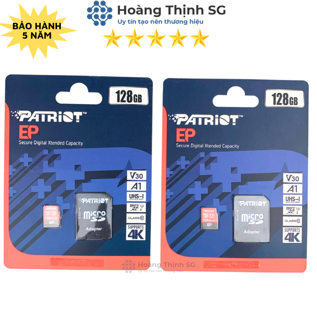 Thẻ nhớ 32GB 64GB 128GB MicroSD PATRIOT, có kèm Adapter bảo hành 5 năm - Hàng chính hãng