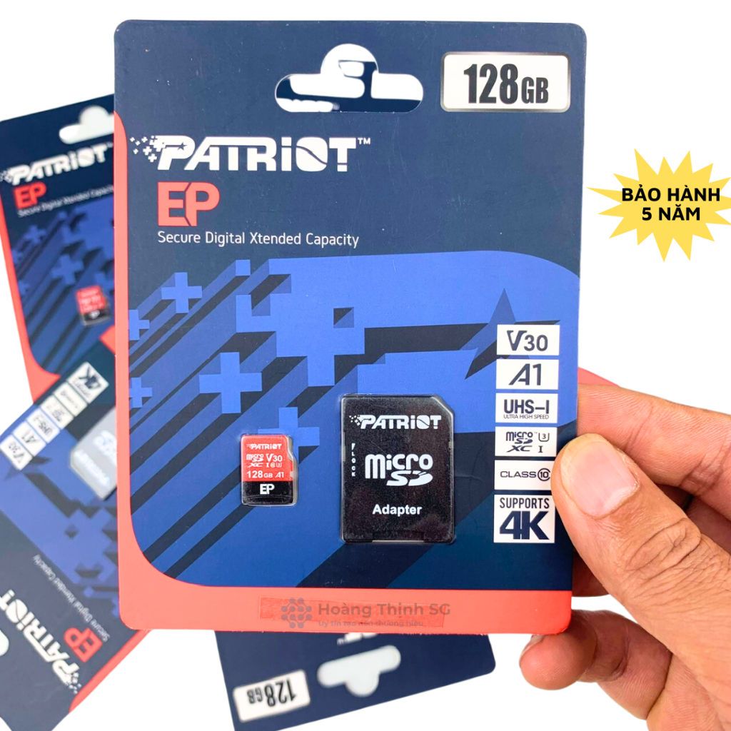 Thẻ nhớ 32GB 64GB 128GB MicroSD PATRIOT, có kèm Adapter bảo hành 5 năm - Hàng chính hãng