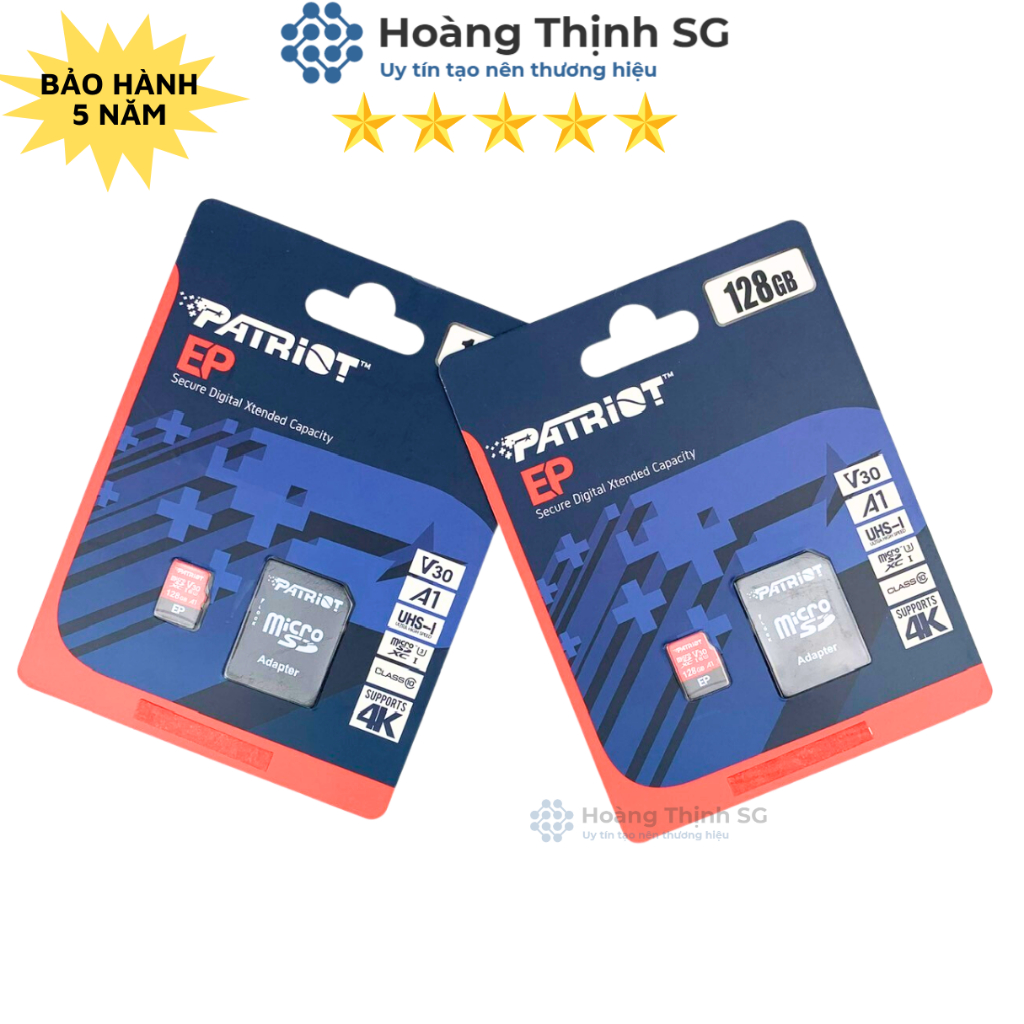Thẻ nhớ 32GB 64GB 128GB MicroSD PATRIOT, có kèm Adapter bảo hành 5 năm - Hàng chính hãng