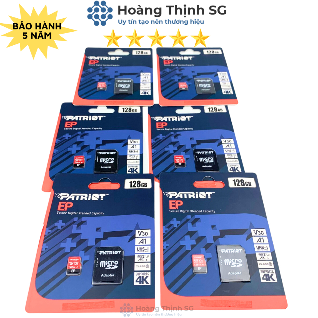 Thẻ nhớ 32GB 64GB 128GB MicroSD PATRIOT, có kèm Adapter bảo hành 5 năm - Hàng chính hãng