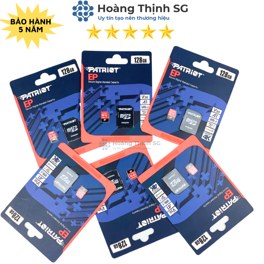 Thẻ nhớ 32GB 64GB 128GB MicroSD PATRIOT, có kèm Adapter bảo hành 5 năm - Hàng chính hãng