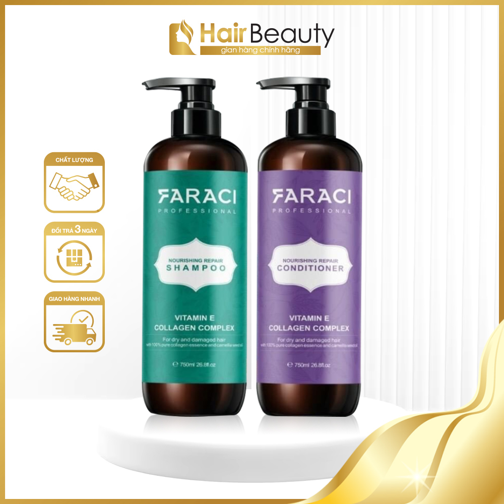 Cặp dầu gội xả FARACI tăng cường double dưỡng chất giúp phục hồi sâu cấu trúc tóc từ bên trong,giảm gãy rụng