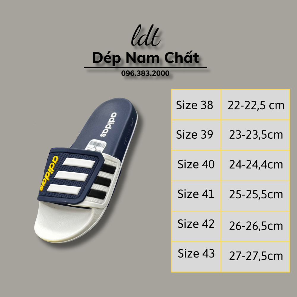 Dép nam adidas Mẫu mới nhất Hot 2023, Dép adidas Quai dán đế cao su non Form dáng thể thao, chống nước chống hôi chân