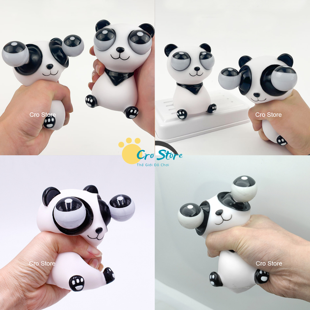 Gấu Trúc Panda Đồ Chơi Bóp Lòi Mắt Xả Stress, Xả Giận, Lắc Bóp Tay Hài Hước, Đàn Hồi Tốt