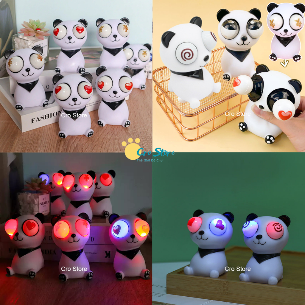 Gấu Trúc Panda Đồ Chơi Bóp Lòi Mắt Xả Stress, Xả Giận, Lắc Bóp Tay Hài Hước, Đàn Hồi Tốt