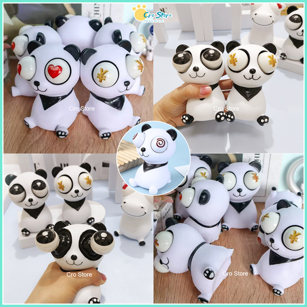 Gấu Trúc Panda Đồ Chơi Bóp Lòi Mắt Xả Stress, Xả Giận, Lắc Bóp Tay Hài Hước, Đàn Hồi Tốt