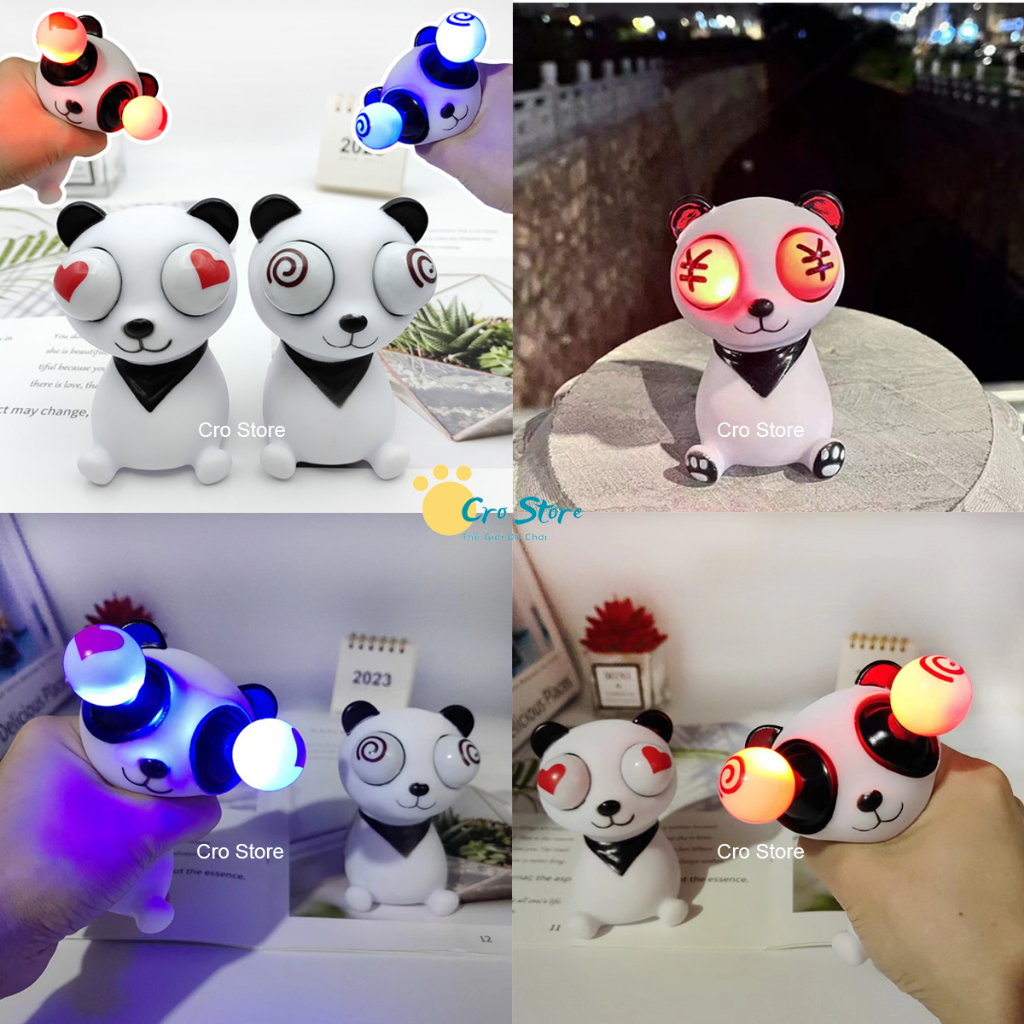 Gấu Trúc Panda Đồ Chơi Bóp Lòi Mắt Xả Stress, Xả Giận, Lắc Bóp Tay Hài Hước, Đàn Hồi Tốt