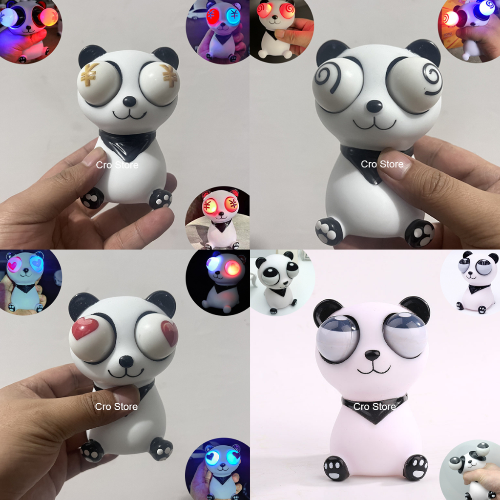 Gấu Trúc Panda Đồ Chơi Bóp Lòi Mắt Xả Stress, Xả Giận, Lắc Bóp Tay Hài Hước, Đàn Hồi Tốt