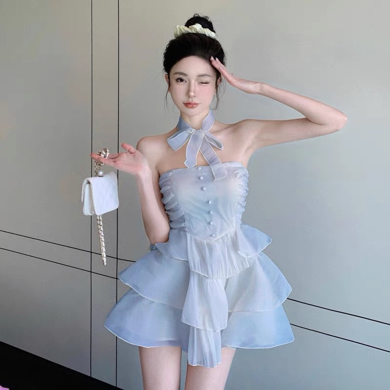 Đầm dáng ngắn 𝐋𝐀𝐋𝐀𝐃𝐔𝐃𝐔 cúc ngực sexy nhiều màu xinh xắn ngọt ngào baby