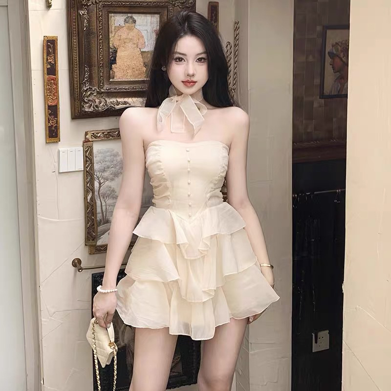 Đầm dáng ngắn 𝐋𝐀𝐋𝐀𝐃𝐔𝐃𝐔 cúc ngực sexy nhiều màu xinh xắn ngọt ngào baby