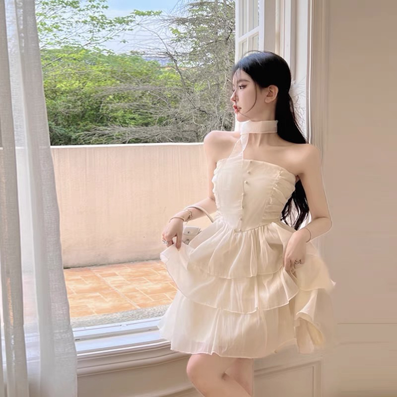 Đầm dáng ngắn 𝐋𝐀𝐋𝐀𝐃𝐔𝐃𝐔 cúc ngực sexy nhiều màu xinh xắn ngọt ngào baby
