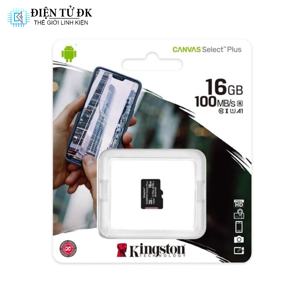 Thẻ nhớ Micro SD Kingston 16G Canvas Select Plus 100MB/s (Chính Hãng)