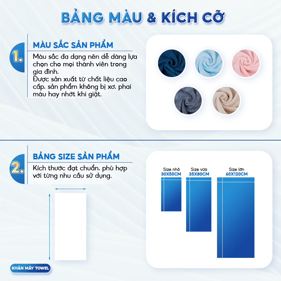 Khăn Mặt Sợi Tre Cao Cấp Siêu Mềm Mại Kích Thước 30x50cm Kháng Khuẩn Kháng Nấm