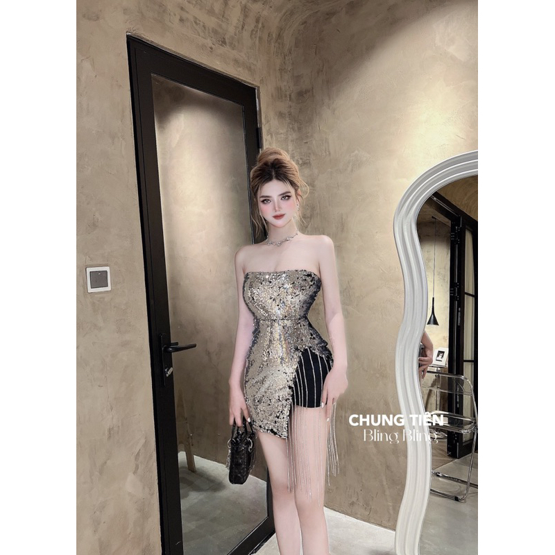 Đầm đi bar cao cấp dây đá sang trọng