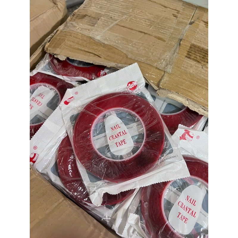 Băng dính đỏ tạo fan mi - Băng keo dán bảng mẫu nail, thanh gắn mẫu móng nailbox