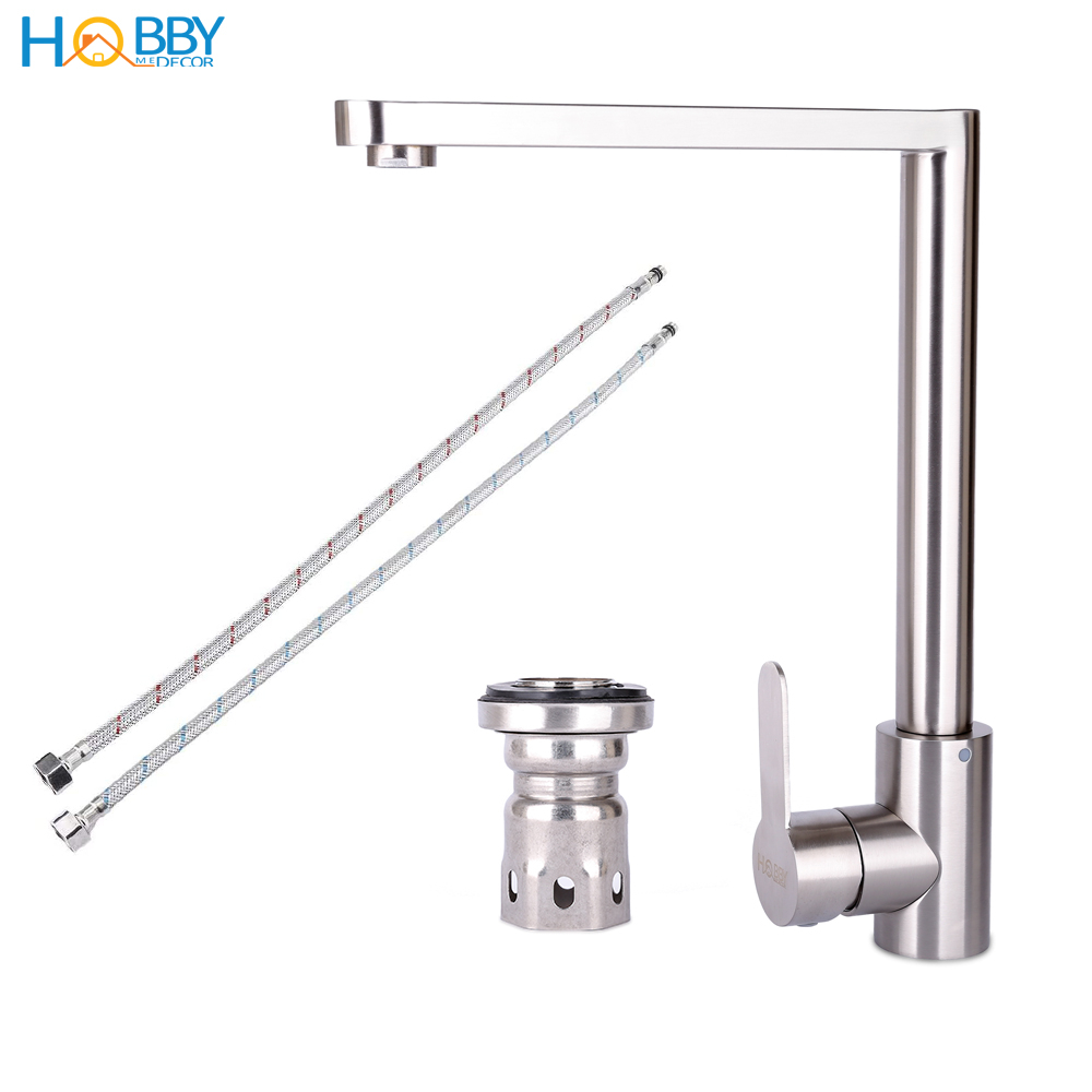 Vòi rửa chén bát nóng lạnh inox 304 Hobby home decor RCDV có dây cấp