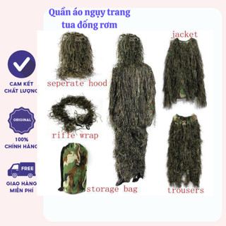 Bộ quần áo ngụy trang tua đống rơm đi săn