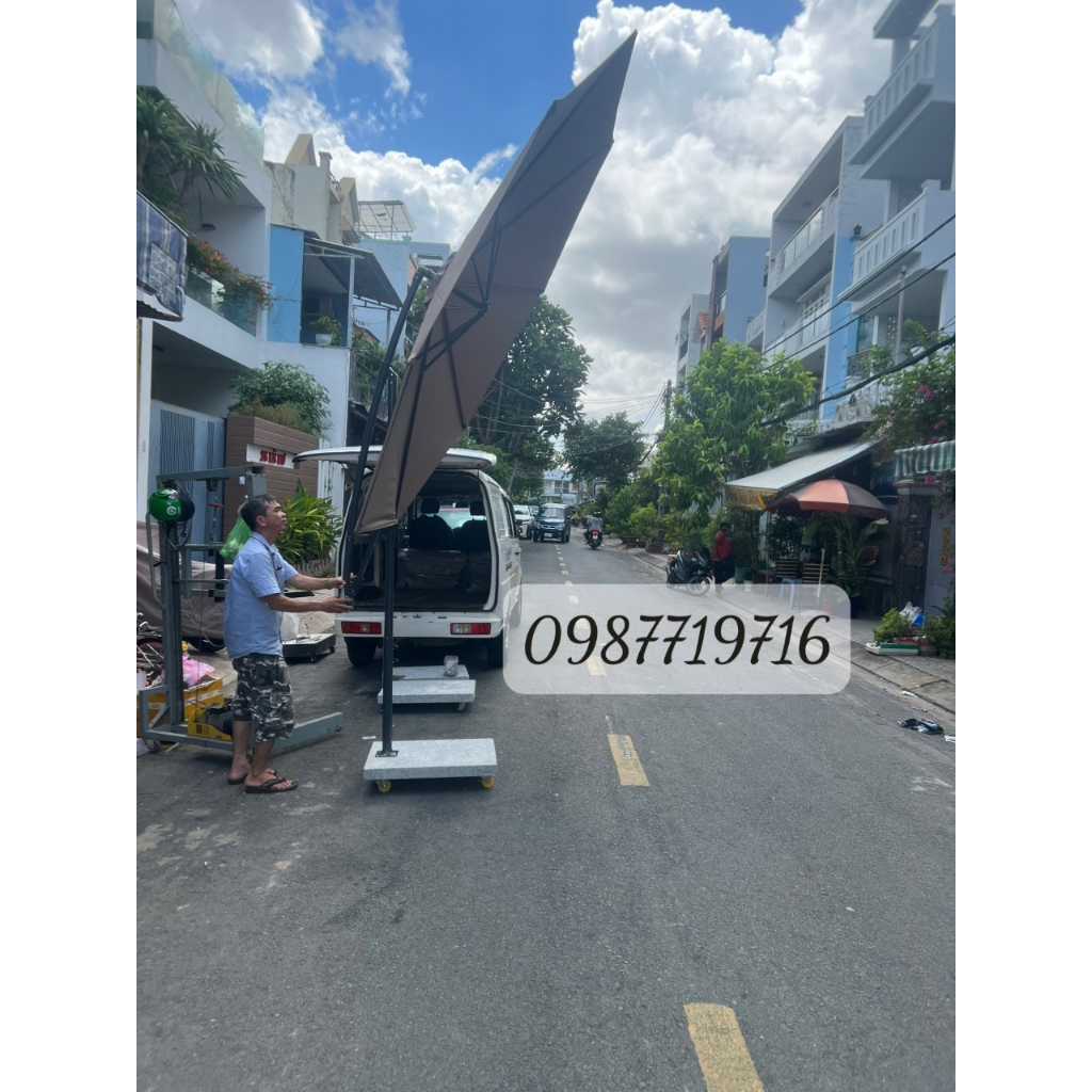 ô dù cafe  GỒM ĐẾ CHƯA BÊ TÔNG( dù lệch tâm tròn 3m, dù móc câu, dù che nắng)