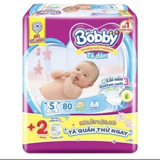 [CHÍNH HÃNG] Combo 2bich tã dán Bobby S80/M76+6/L68 khô thoáng thấm hút.