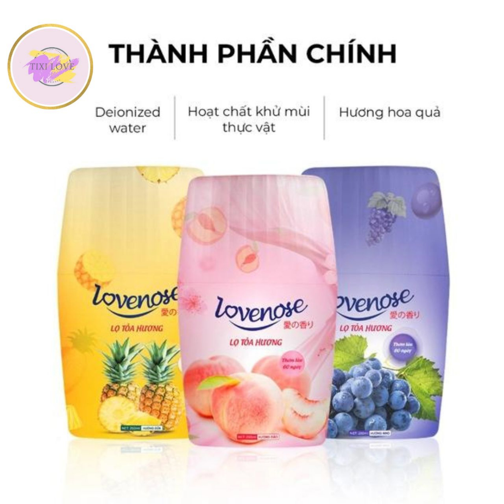 Lọ tỏa hương Lovenose dung tích 250 ml mùi hương hoa quả tự nhiên, lọ để thơm phòng khử mùi hôi thơm lâu 90 ngày