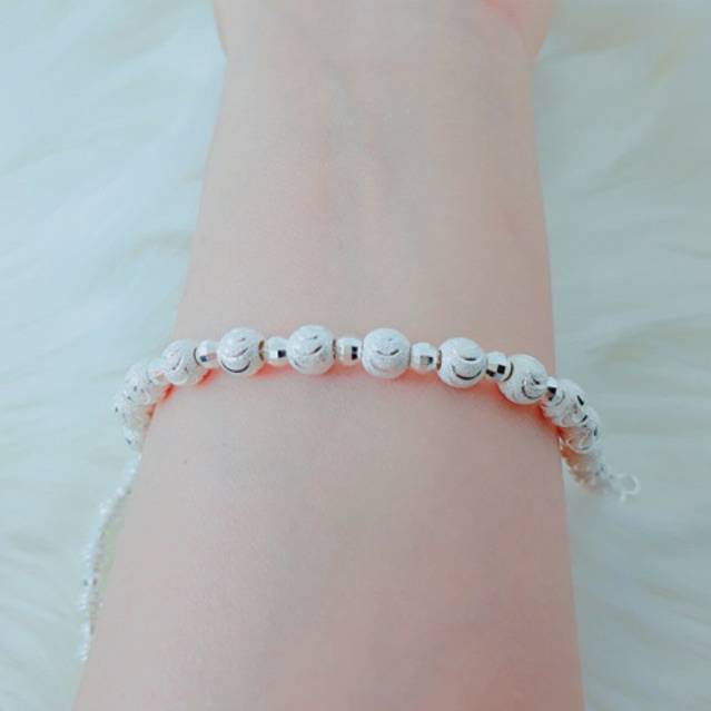 Lắc tay bi phay hình mặt trăng chuẩn bạc ta sáng đẹp