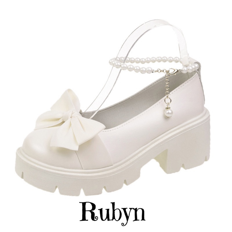 SẴN HOẢ TỐC HCM - Giày Búp Bê Lolita Đế Cao 5cm Quai Chuỗi Hạt  3371