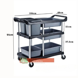 *Freeship* XE ĐẨY THU GOM CHÉN DĨA CHẤT LIỆU NHỰA CAO CẤP L-022