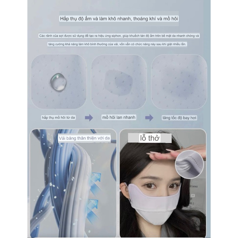KHẨU TRANG THUN LẠNH CHỐNG NẮNG,KO NGỘP, KO ĐAU TAI,CÓ LÓT THUN LƯỚI THOÁNG CHẤT LƯỢNG