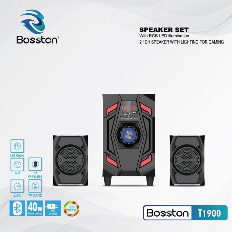 Loa 2.1 Bosston T1900-BT có Bluetooth, Led, Công suất 40W