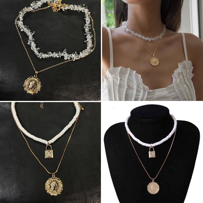Vòng cổ choker đính đá layer