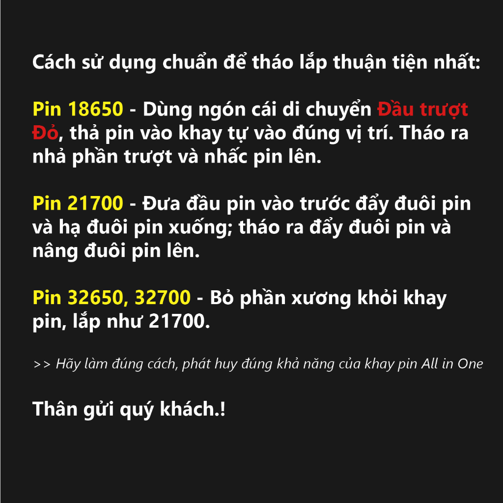 Khay pin All in One 18650 21700 26650 32650 32700