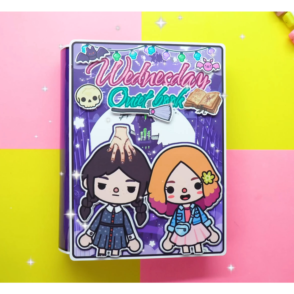 ĐỒ CHƠI NGÔI NHÀ BÚP BÊ GIẤY CẮT THỦ CÔNG DIY -Ngôi nhà của bé Wednesday And Enid Quiet Book -