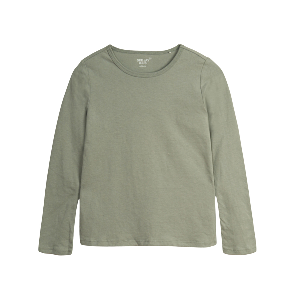 Áo thun dài tay xuất dư cho bé gái, áo thu đông trơn trẻ em chất cotton