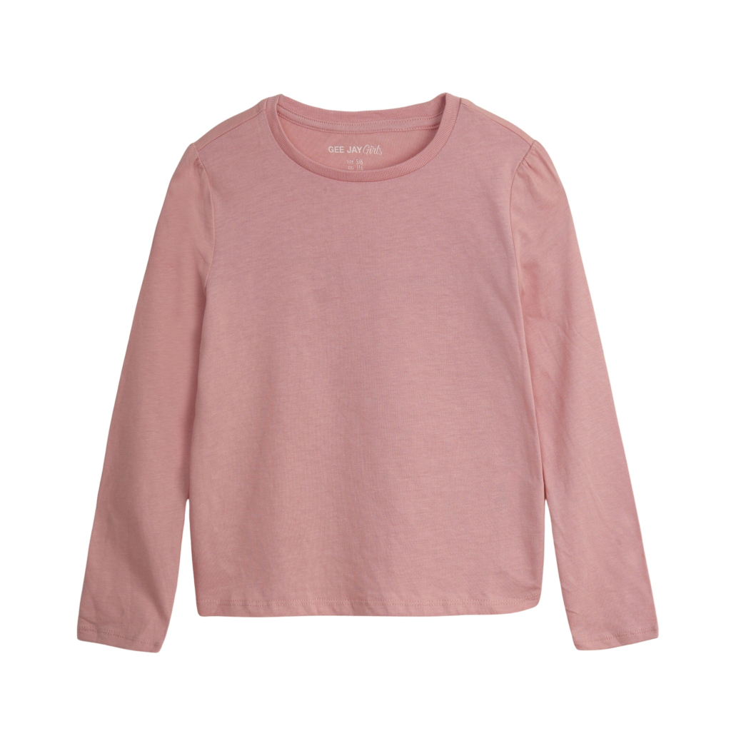 Áo thun dài tay xuất dư cho bé gái, áo thu đông trơn trẻ em chất cotton