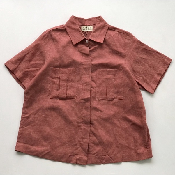 Áo sơ mi linen tưng washed 2 túi - Mé Hè