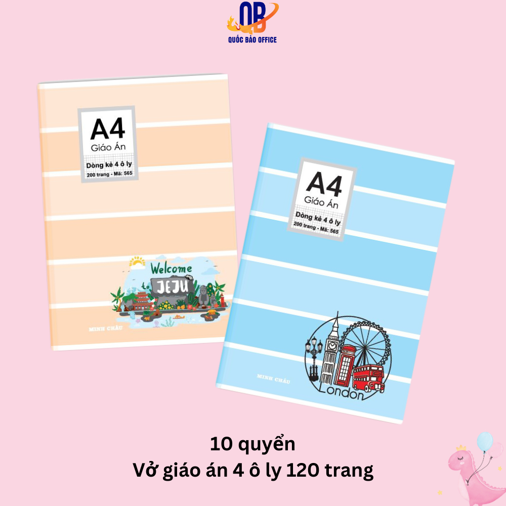 Giáo án ô ly 120 trang Minh Châu- Vở ô ly, vở luyện viết Tiếng Trung dòng kẻ 4 ô ly