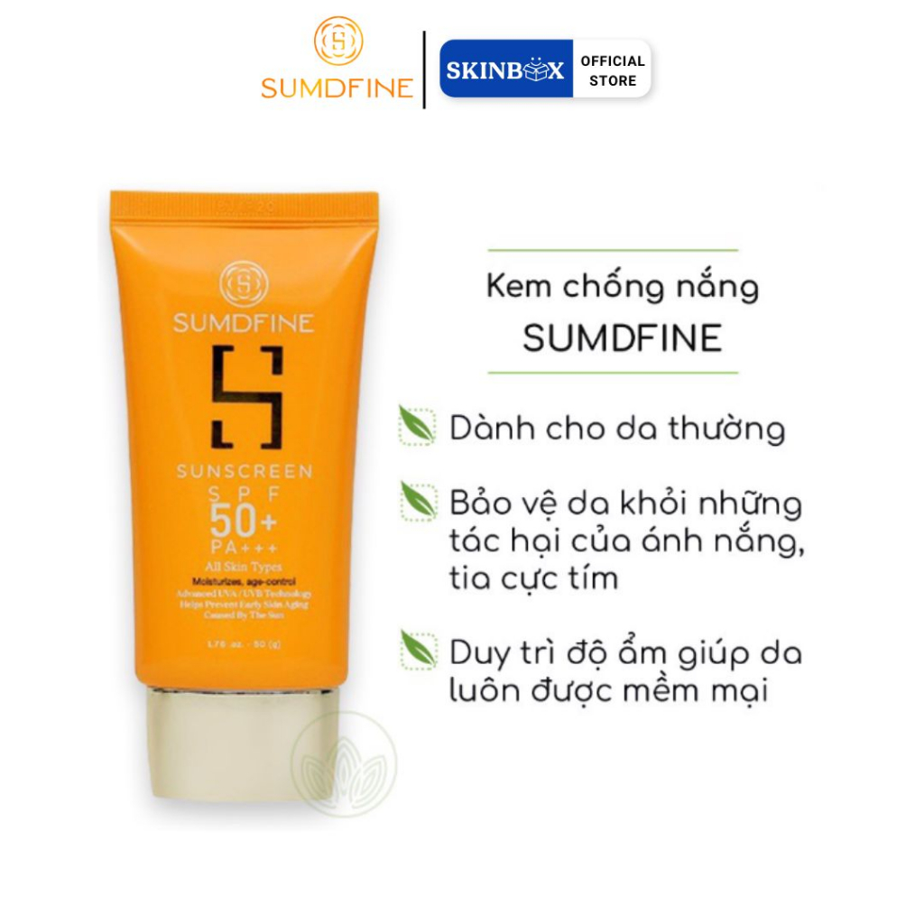 Kem chống nắng Sumdfine SPF50 PA+++ Kem chống nắng vật lý, nâng tone, không bóng nhờn 50ml - DMP Skinbox