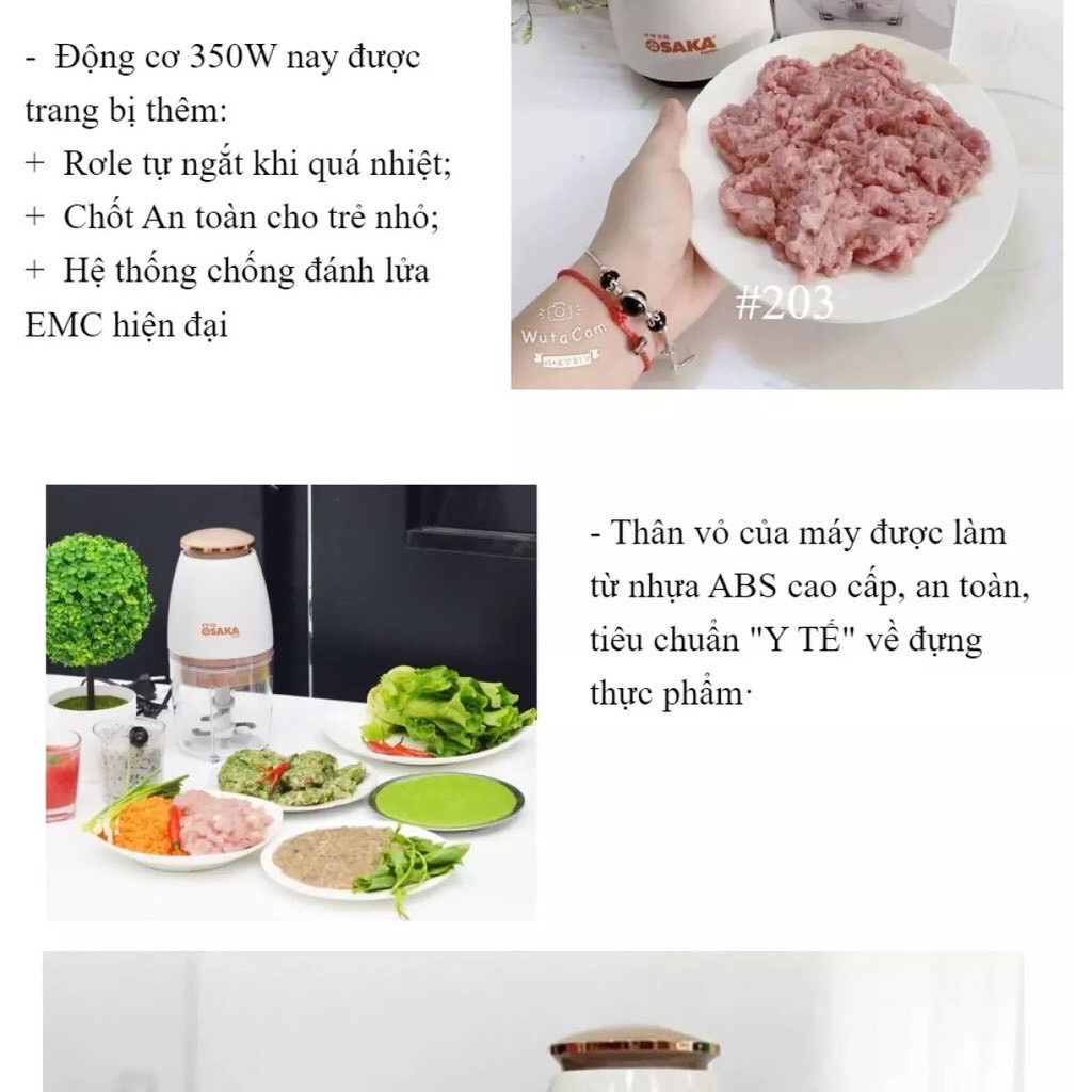 Máy xay đa năng osaka cao cấp, xay đá, xay thịt, xay hoa quả và các loại thực phẩm OK43