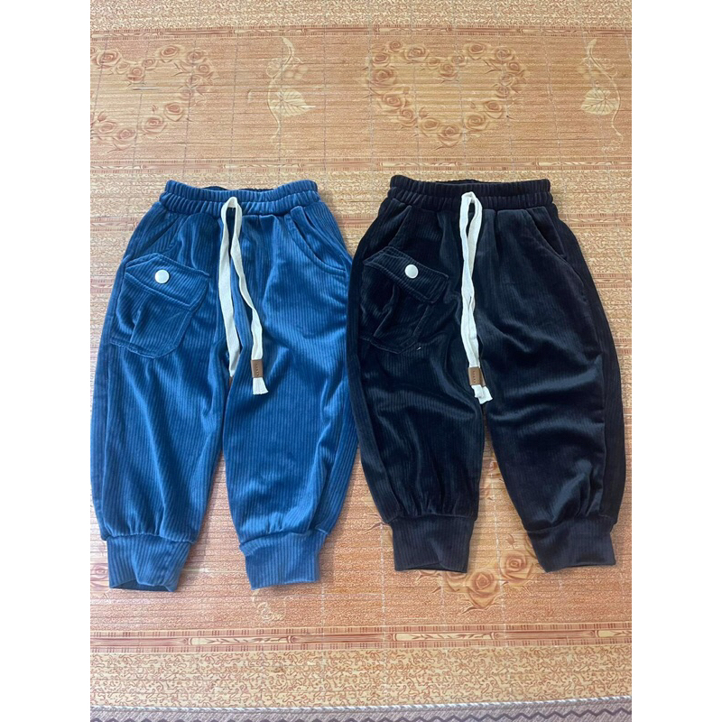Quần jogger tăm nhung bo gấu cho bé trai và bé gái mã QN39