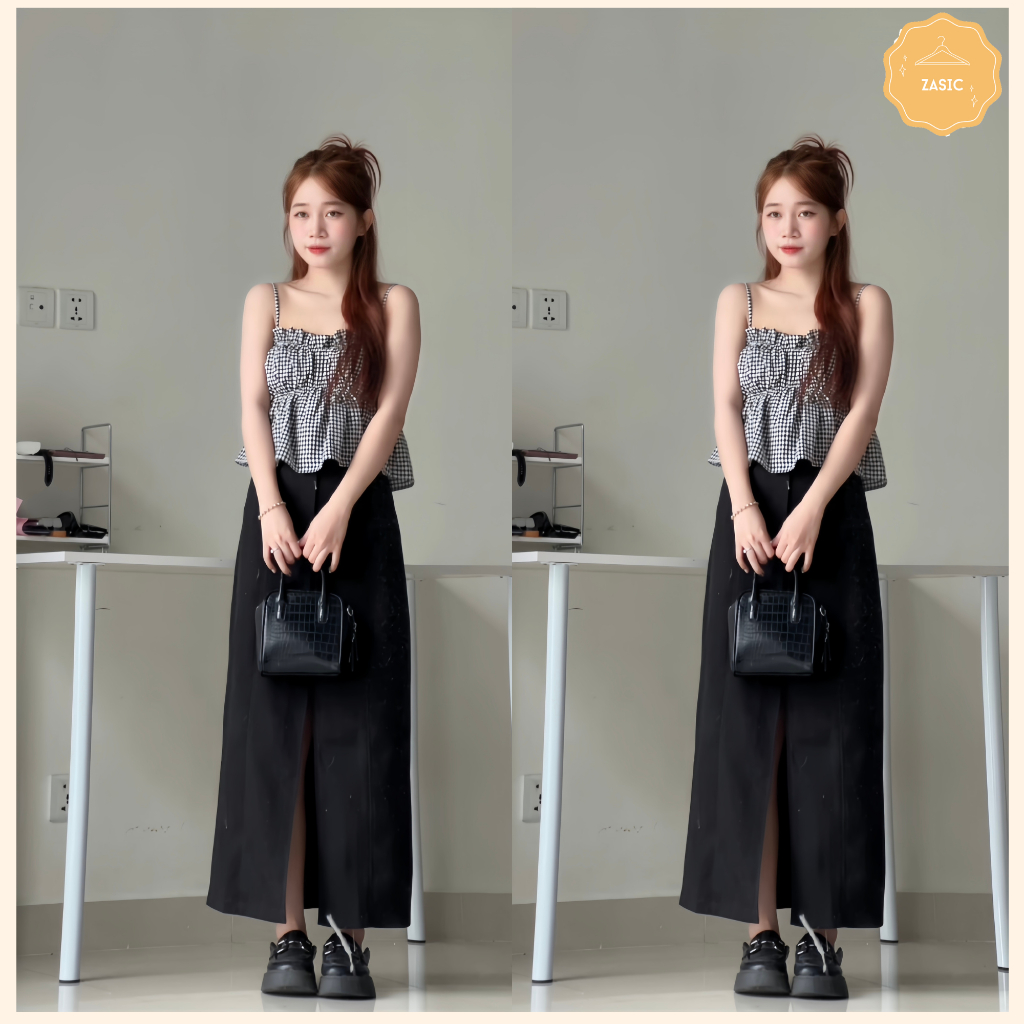 Áo Croptop Hai Dây Nhún Phối Ren Trẻ Trung Năng Động