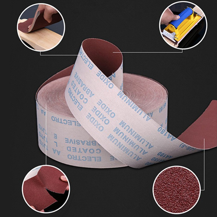 Nhám vải JB5 đỏ khổ 10 cm . Giúp mang lại khả năng mài mòn, đánh bóng sản phẩm